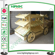 Wooden Display Bread Car for Store and Supermarket